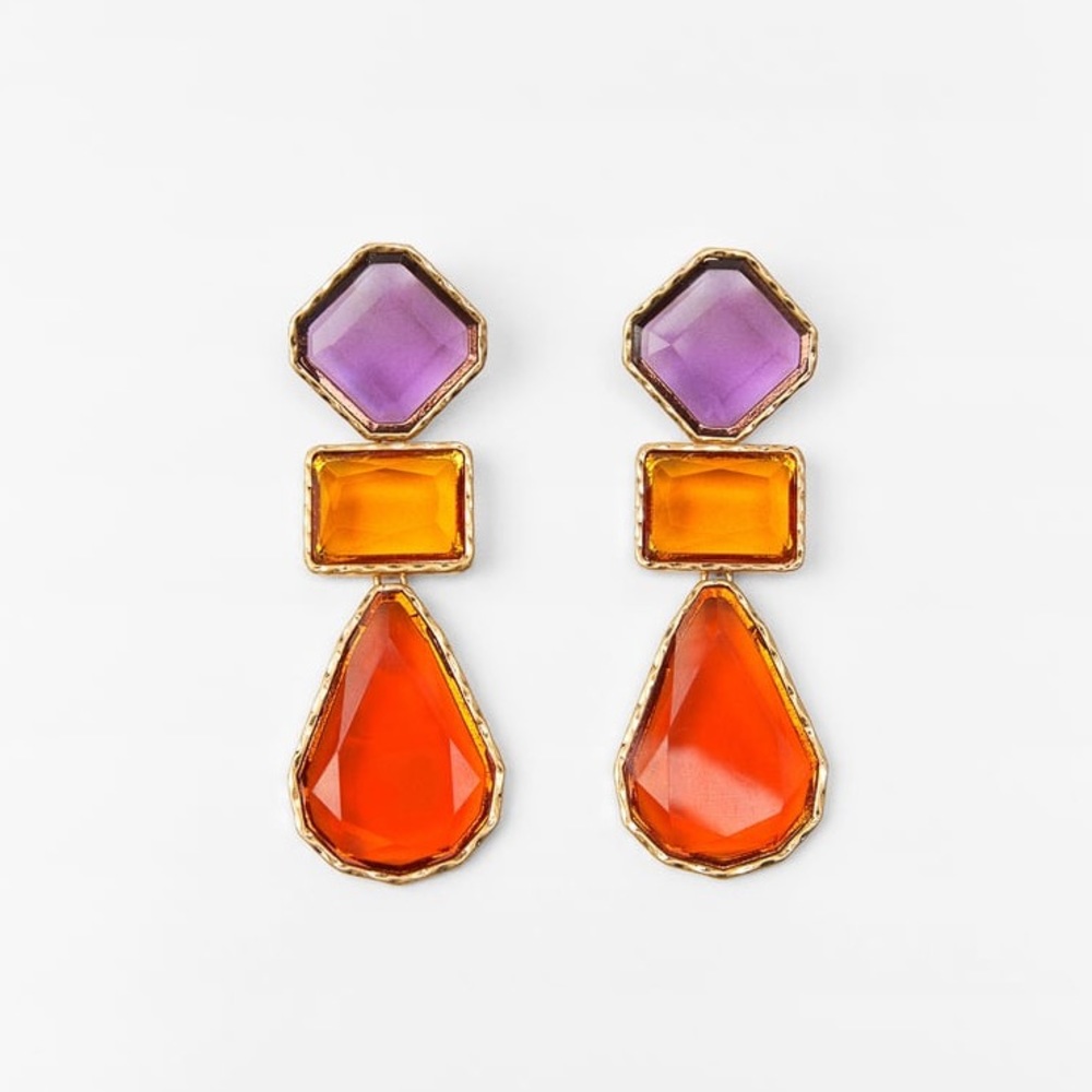 New Zara Resin Drop Earrings ~ New Colors: Clear or Tricolor - Picture 5 of 16